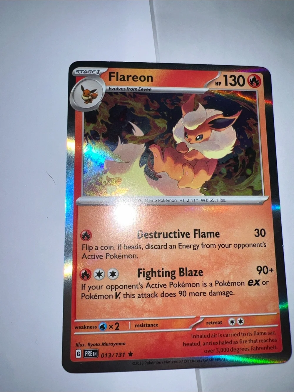 Pokemon Flareon Holo Card – Orange and Red Foil